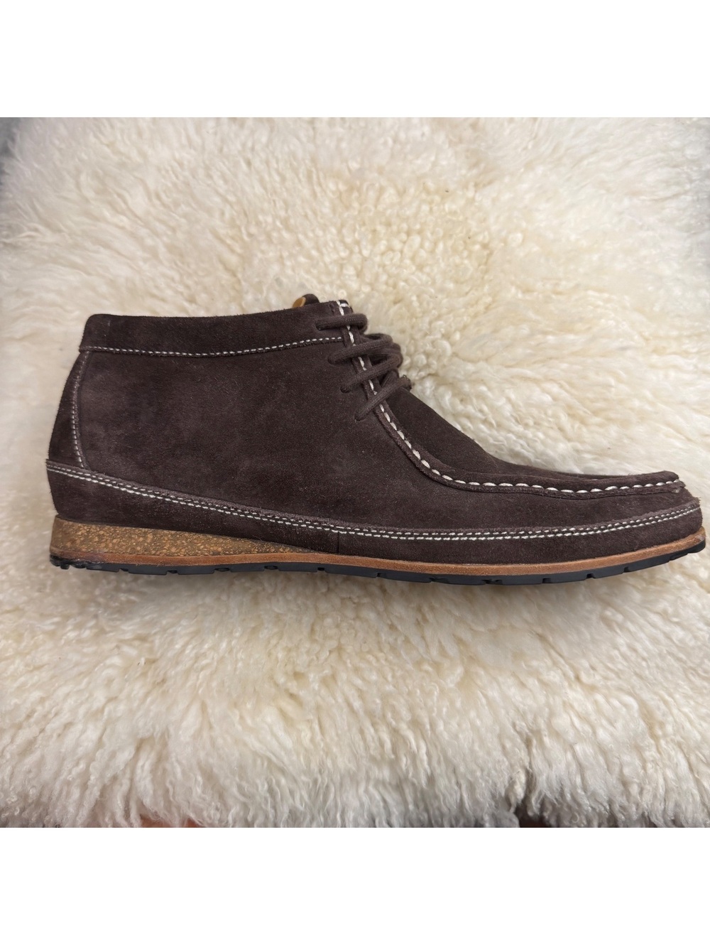 Cole Haan C0940 Mens 11.5 Brown Suede Moc Toe Lace Up Casual Shoes